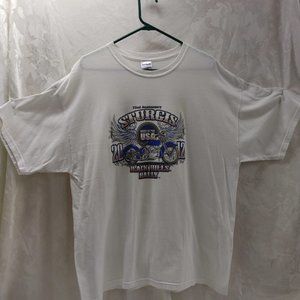 Size XL Gildan Heavy Cotton White/Blue 72nd 2012 Sturgis T-Shirt